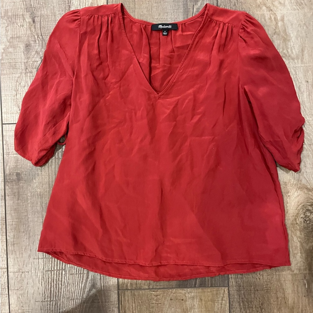Madewell; red blouse